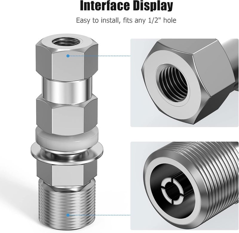 Ancable Heavy Duty CB Antenna Stud Mount Adapter Copper Nickel Plated with SO-239 Connector for Mounting 3/8 x 24 Threads CB HAM Radio Antennas - Image 2